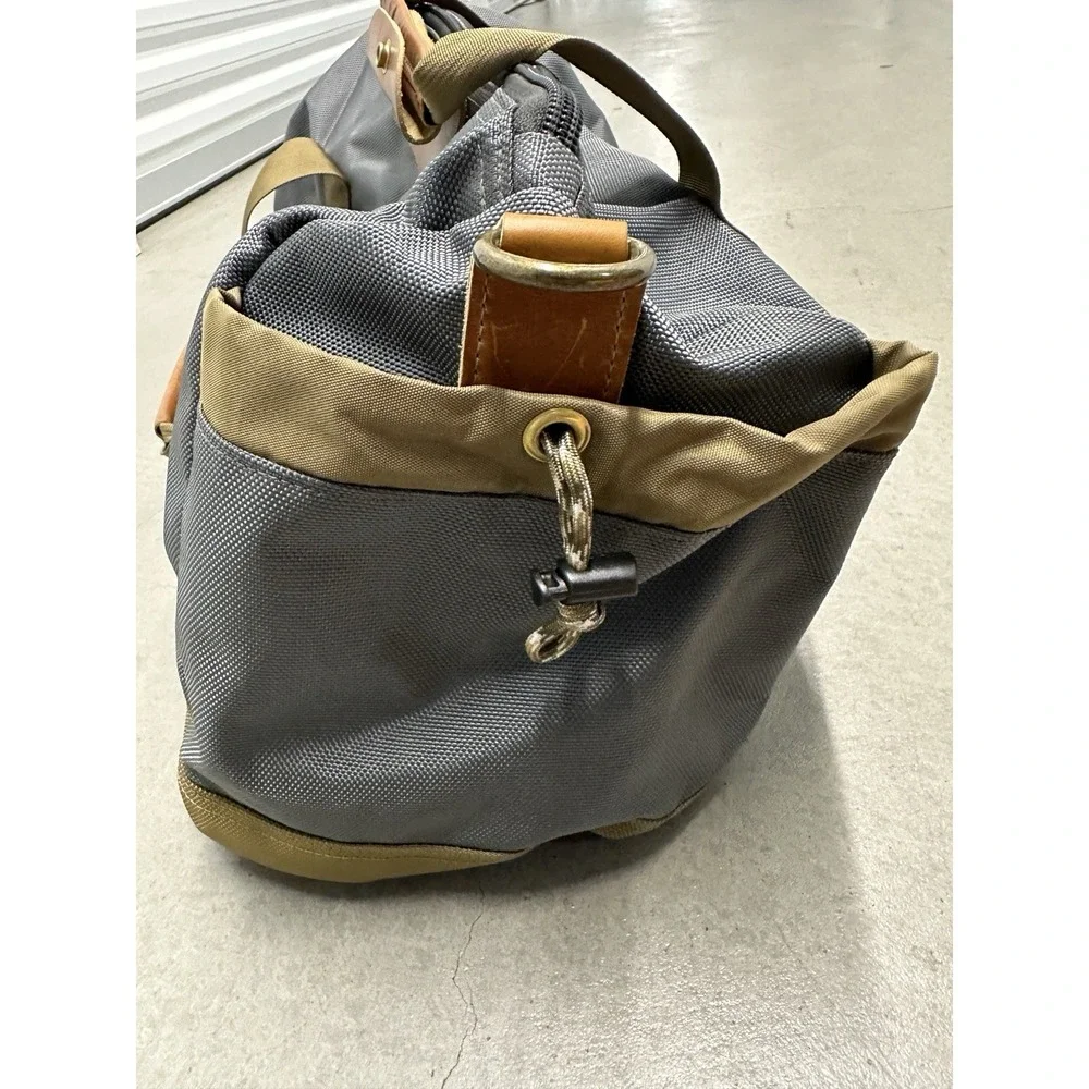 GOBI Duffel Bag Graphite Tan Webbing USA Made Ballistic Nylon Leather